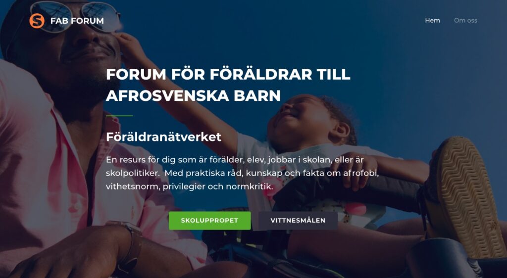 hemsida för nätverket forum för föräldrar till afrosvenska barn