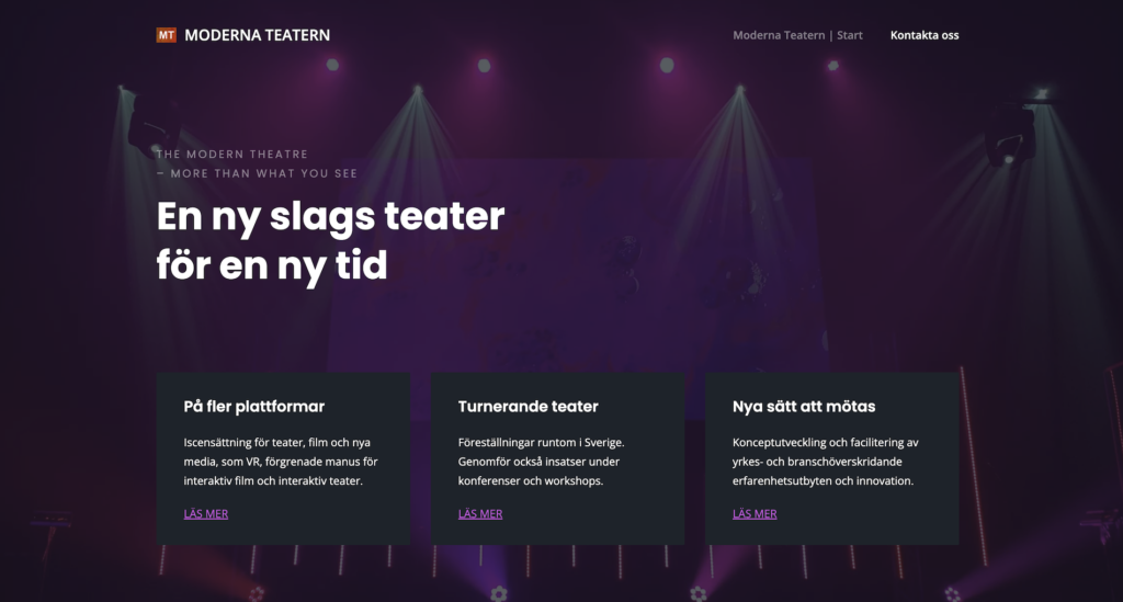 Bild av hemsida för moderna teatern
