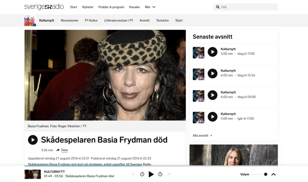 Bild av Sveriges Radios programsida med information.